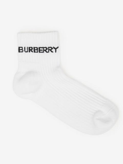 Burberry Logo Intarsia Cotton Blend Ankle Socks