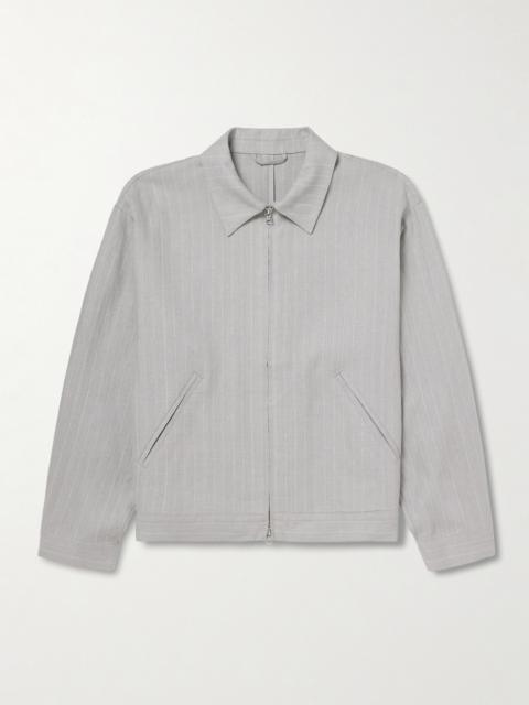 NN07 Petrus 1455 Oversized Pinstriped Linen Blouson Jacket