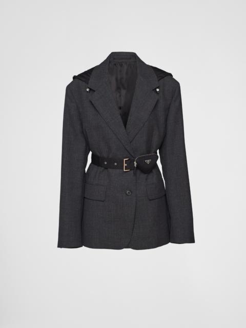 Prada Single-breasted wool and Re-Nylon jacket