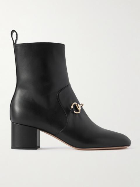 GUCCI Lady Horsebit-detailed Leather Ankle Boots