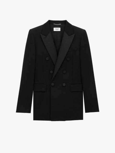 SAINT LAURENT TUXEDO JACKET IN GRAIN DE POUDRE