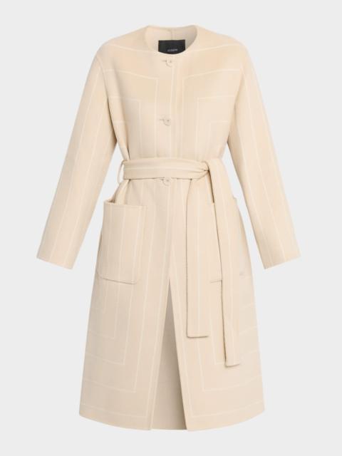 JOSEPH Belted Geometric Double-Face Coat