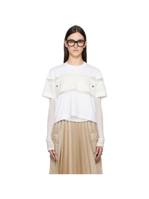 sacai White Nylon Twill Mix Cotton Jersey T-shirt