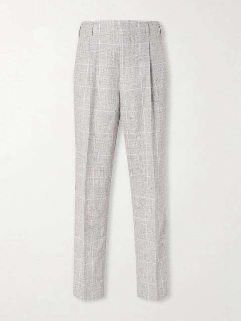 Brunello Cucinelli Pleated Checked Wool-Blend Suit Trousers
