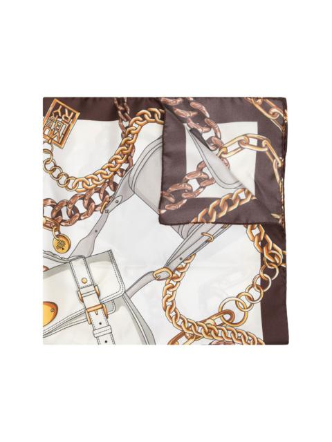 chain-print silk scarf