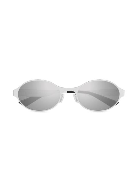 Bottega Veneta Women's Dash Ribbon Metal 55MM Oval Sunglasses - Silver Grey