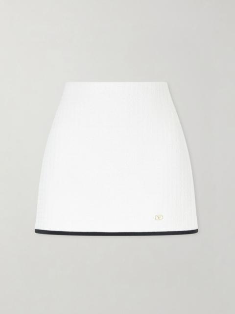 Valentino Canestrello cotton-blend tweed mini skirt White