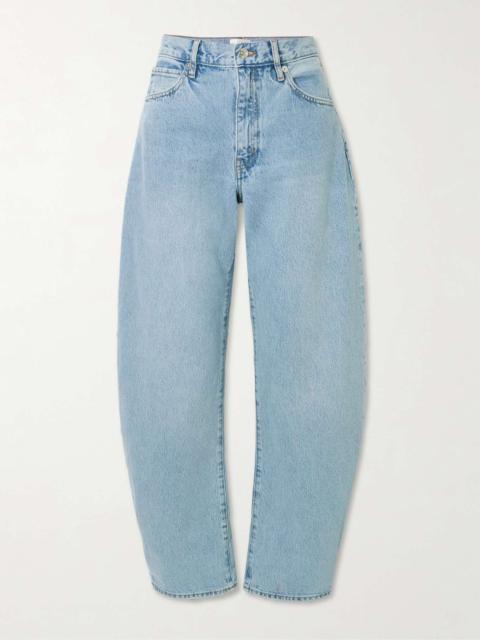 FRAME The Bubble high-rise barrel-leg jeans Light denim