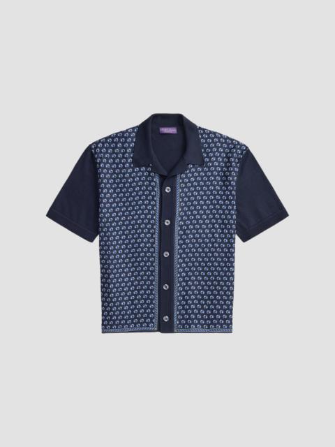Ralph Lauren Men's Camp-Collar Short-Sleeve Cardigan - Racing Navy Multi