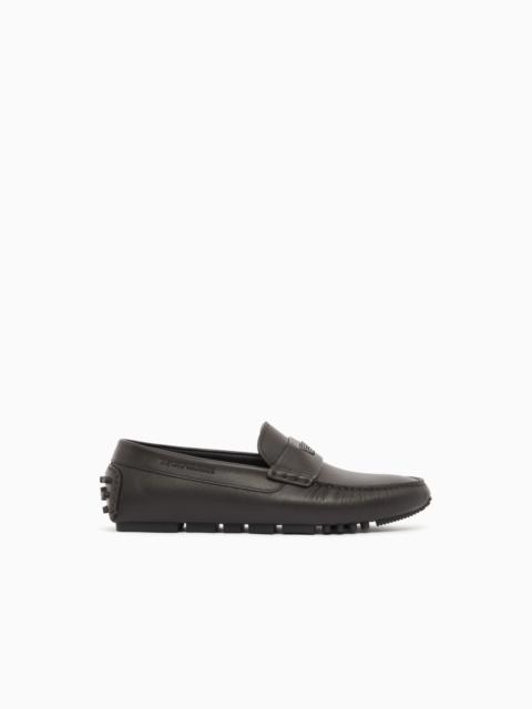 EMPORIO ARMANI SAFFIANO LEATHER DRIVING LOAFERS