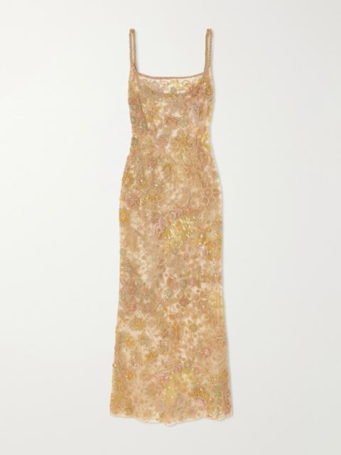 CLIO PEPPIATT Soléa embellished tulle gown Yellow