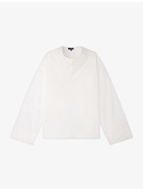 soeur Fidji Cowl-Neck Cotton Blouse