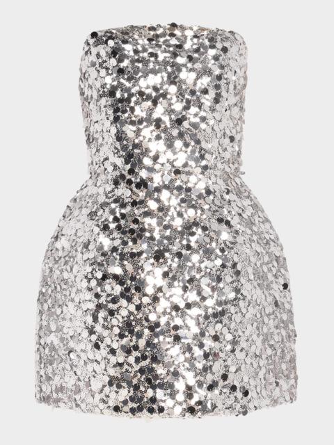 BRONX BANCO Maraya Strapless Lace-Up Sequin Mini Dress