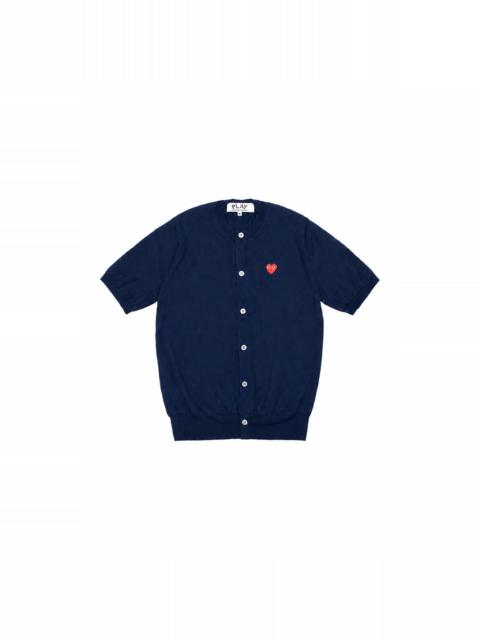 Comme des Garçons PLAY UNISEX V-NECK KNIT CARDIGAN RED HEART - NAVY
