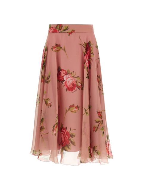 Dolce & Gabbana rose-print chiffon midi skirt