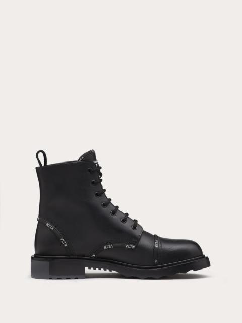 Valentino Calfskin Combat Boot with VLTN Band