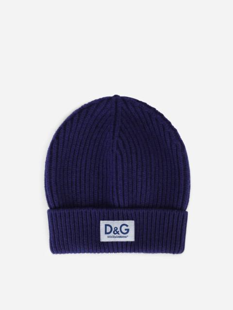 Dolce & Gabbana Knit cashmere hat with D&G patch