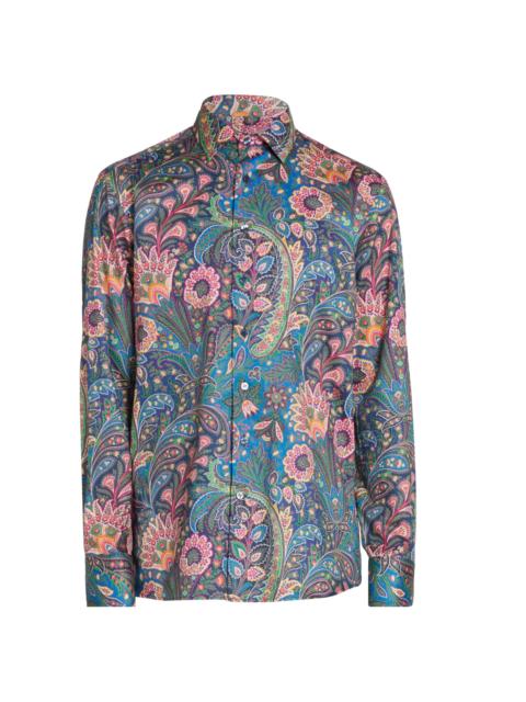 Etro Men's Roma Paisley Cotton Button-Front Shirt - Stampa Blue