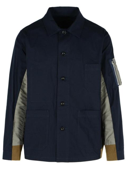 sacai Sacai 'Oxford' Navy Cotton Blend Jacket