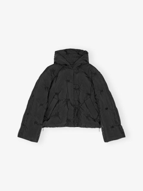 GANNI BLACK SHORT TECH PUFFER JACKET