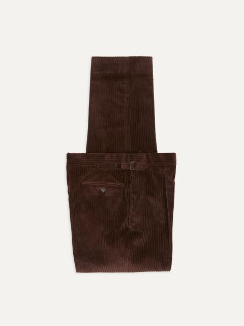 Drake's Brown Cotton Corduroy Single Pleat Trouser
