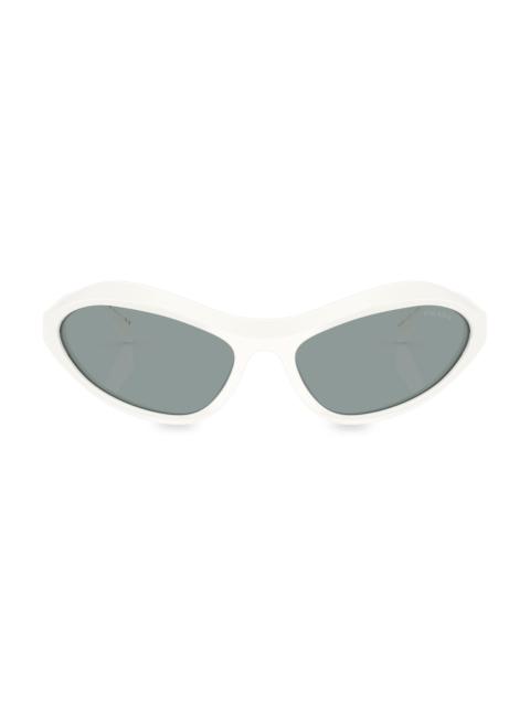 Prada Women's 63MM Wraparound Sunglasses - Greywhite