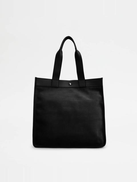 Tod's TOTE SHOPPING BAG IN SUEDE MEDIUM - BLACK