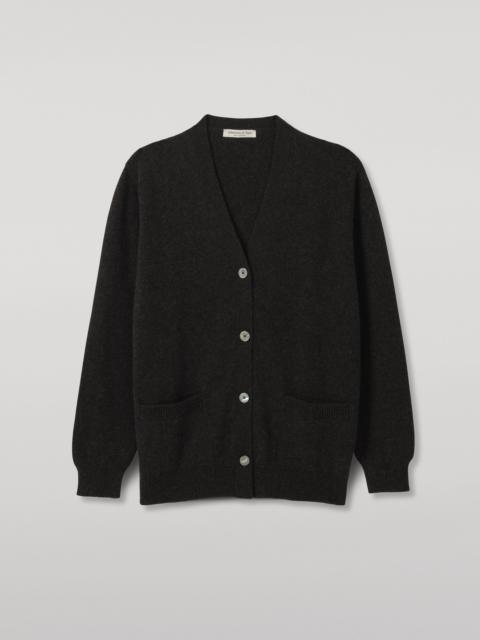 Johnstons of Elgin Wild Thistle Intarsia Dark Grey Cashmere Cardigan