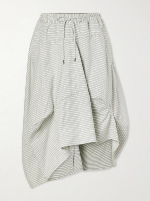 Vivienne Westwood Aerodrome Asymmetric Striped Organic Cotton Drawstring Midi Skirt