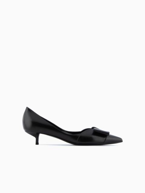 EMPORIO ARMANI Nappa leather kitten-heeled court shoes with bow