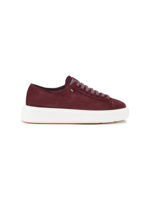 Santoni Women's burgundy suede sneaker