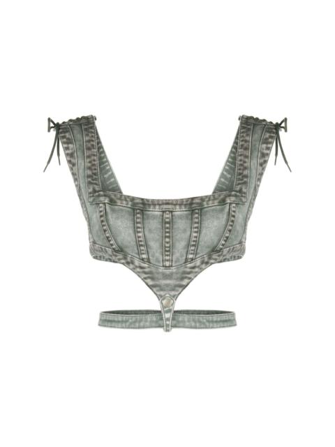 Jean Paul Gaultier cut-out denim corset top
