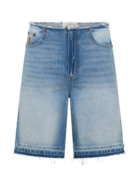 ONE TEASPOON Rambler Mid Waist Wide Leg Boyfriend Denim Shorts - Endless Summer Blue