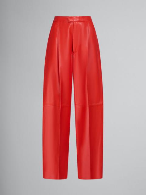 Marni RED NAPPA LEATHER TAILORED TROUSERS