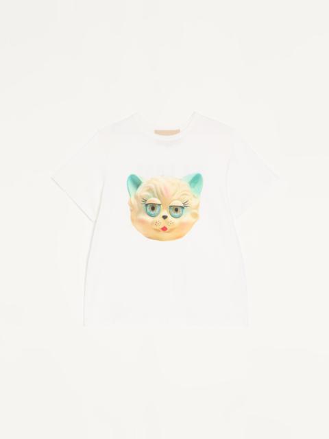Valentino VALENTINO COTTON T-SHIRT WITH LE CHAT DE LA MAISON PRINT