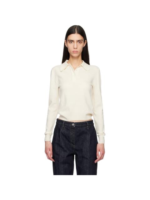 Jil Sander Off-White Wool Long Sleeve Polo