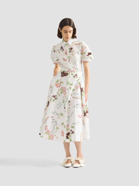 Erdem FLORAL PRINT COTTON MIDI SHIRT DRESS