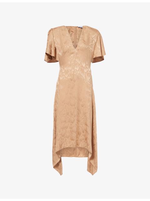 Stella McCartney Leopard-Pattern V-Neck Silk-Blend Midi Dress