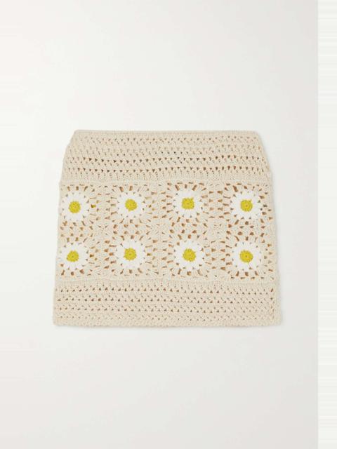 Alanui Daisy crocheted cotton mini skirt