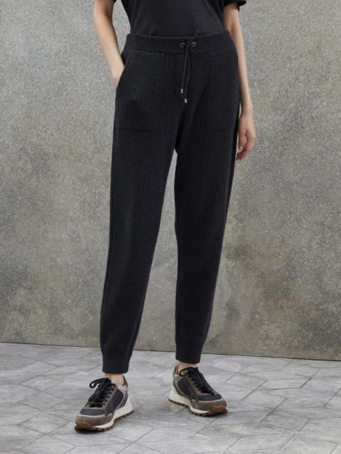 Brunello Cucinelli Cashmere English rib knit joggers