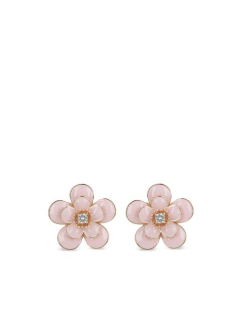 self-portrait crystal-embellished floral earrings