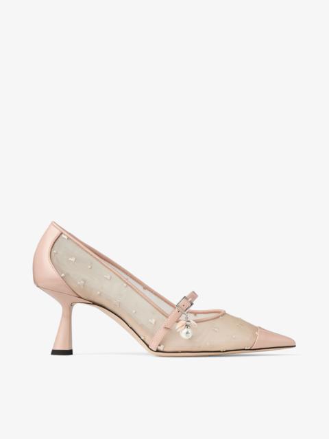 JIMMY CHOO Aren Pump 65 Macaron Leather and Heart Mesh Pumps with Pearl Charm