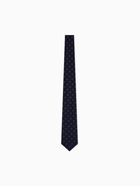 EMPORIO ARMANI SILK TIE WITH A PATTERN OF DOTS IN A DIAMOND FORMATION