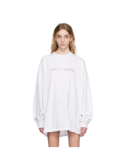 HALFBOY®️ White Crystal-Cut Long Sleeve T-Shirt