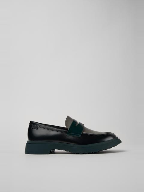 CAMPER Twins Black and gray leather loafers for men