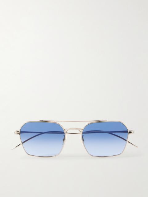 Oliver Peoples TK-15 D-Frame Gold-Tone Sunglasses