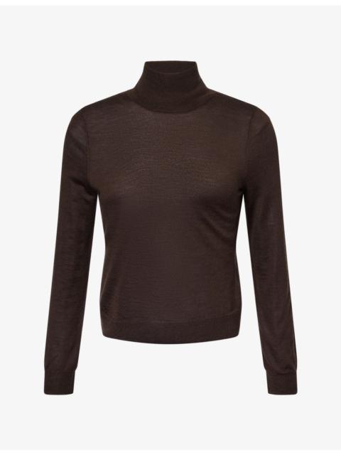 Vince Slim Cashmere-Silk Turtleneck Top