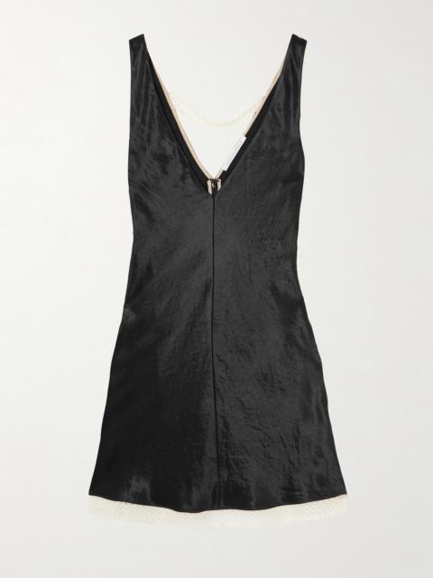 MARIA McMANUS Scalloped Lace-trimmed Hammered-satin Mini Dress