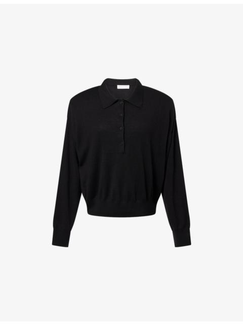 The Frankie Shop Croydon Padded-Shoulders Wool-Blend Polo Shirt
