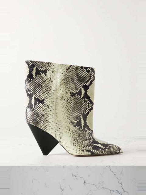 Miyako snake-effect leather ankle boots
